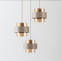 Taklampa Kodi beige med bärnstensfärgat glas, 3-ljus