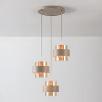Taklampa Kodi i beige med amberfärgat glas, 3 lampor