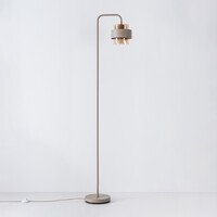 Golvlampa Kodee beige med bärnstensfärgat glas