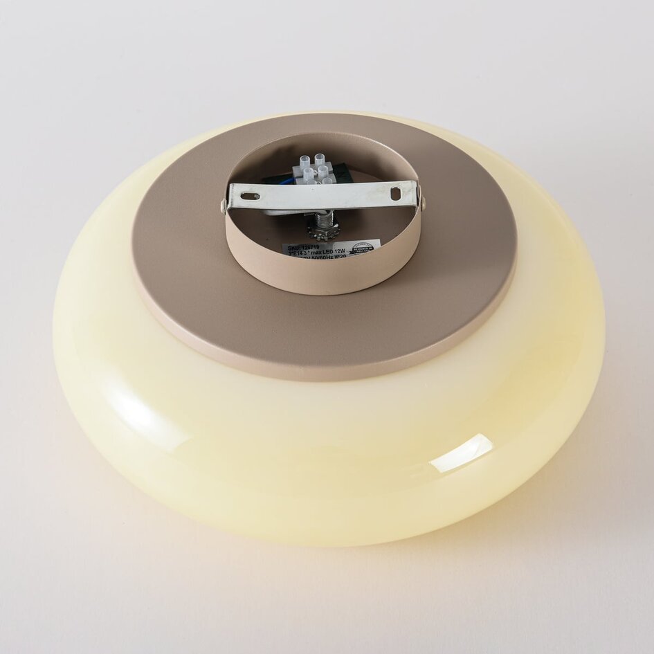 Taklampa Rosalie med beigt glas