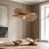 Taklampa Janah med handflätade pappersskärmar - beige