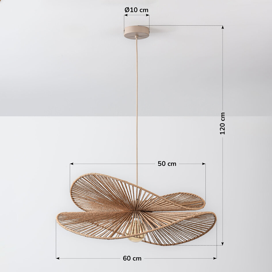 Taklampa Janah med handflätade pappersskärmar - beige