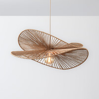 Pendellampa Janah med handflätade pappersskärmar - beige