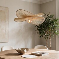 Pendellampa Janah med handflätade pappersskärmar - beige