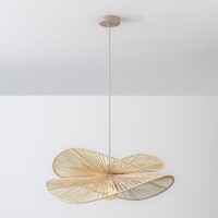 Pendellampa Janah med handflätade pappersskärmar - beige