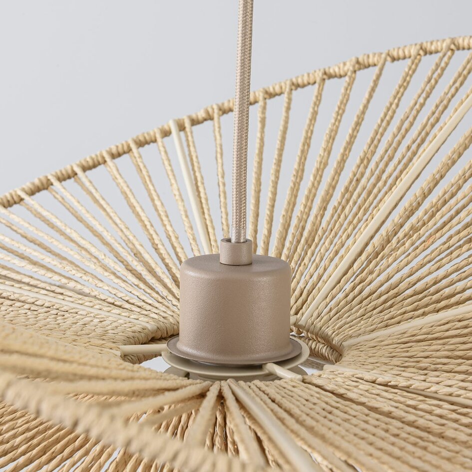 Taklampa Janah med handflätade pappersskärmar - beige