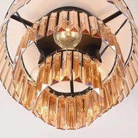 Taklampa Kristel med tre lampor, kristaller i amberglas