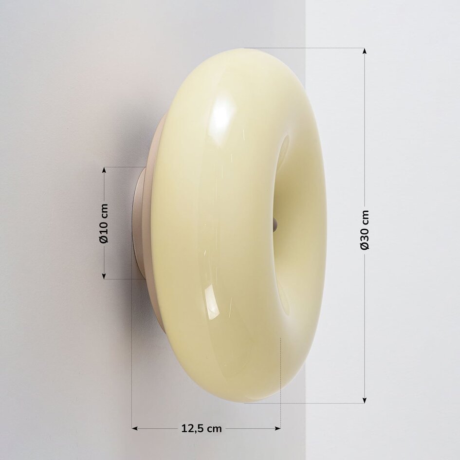 Vägglampa Rosalie med beigt glas