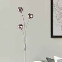 Modern golvlampa Campbell med tre lampor i rökgrått glas