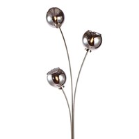 Modern golvlampa Campbell med tre lampor i rökgrått glas
