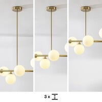 Designad taklampa Aster med sex lampor - guld och mjölkvitt glas