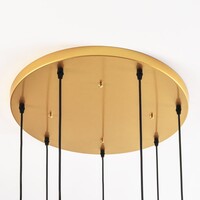 Pendellampa Altair med sju lampor - räfflat glas i olika färger