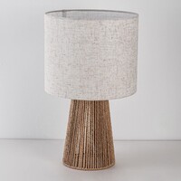 Bordslampa Ranpu Boho-chic brun med linneskärm