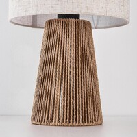 Bordslampa Ranpu Boho-chic brun med linneskärm