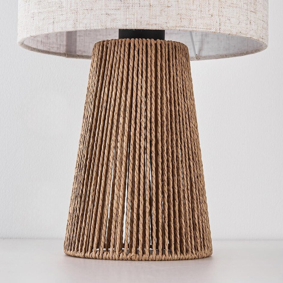 Bordslampa Ranpu Boho-chic brun med linneskärm