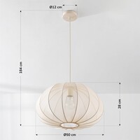 Japandi-pendellampa Ecruva - rund skärm i ljusbeige tyg Ø50 cm