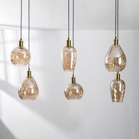 Pendellampa Nilo med sex lampor - amberfärgat glas