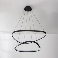 3-stegs dimbar pendellampa Nivara - dubbla LED-ringar i svart