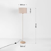 Golvlampa Auras med linneskärm och travertineffekt - beige