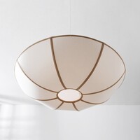Pendellampa Ovala Ø60 cm - beige linneskärm med bruna accenter