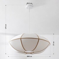 Pendellampa Ovala Ø60 cm - beige linneskärm med bruna accenter