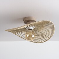 Taklampa Roberta med handflätad pappersskärm - beige