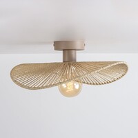 Taklampa Roberta med handflätad pappersskärm - beige