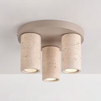Taklampa Cova med tre spotlights i travertinlook - sandbeige