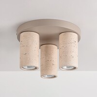 Taklampa Cova med tre spotlights i travertinlook - sandbeige
