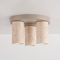 Taklampa Cova med tre spotlights i travertinlook - sandbeige