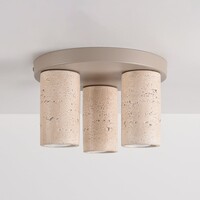 Taklampa Cova med tre spotlights i travertinlook - sandbeige