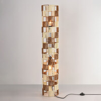 Golvlampa Ines med flätat rep - beige och brun