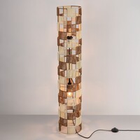 Golvlampa Ines med flätat rep - beige och brun
