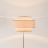 Golvlampa Corry med linneskärm - sandbeige
