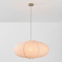 Taklampa Siara med linneskärm - natur-Ø60