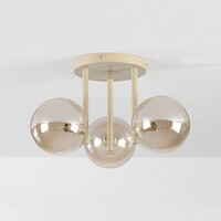 Taklampa Elora med 3 cognacsfärgade glaskupor - beige