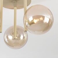 Taklampa Elora med 3 cognacsfärgade glaskupor - beige