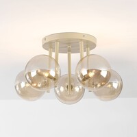 Taklampa Amora med 5 cognacsfärgade glaskupor - beige