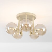 Taklampa Amora med 5 cognacsfärgade glaskupor - beige