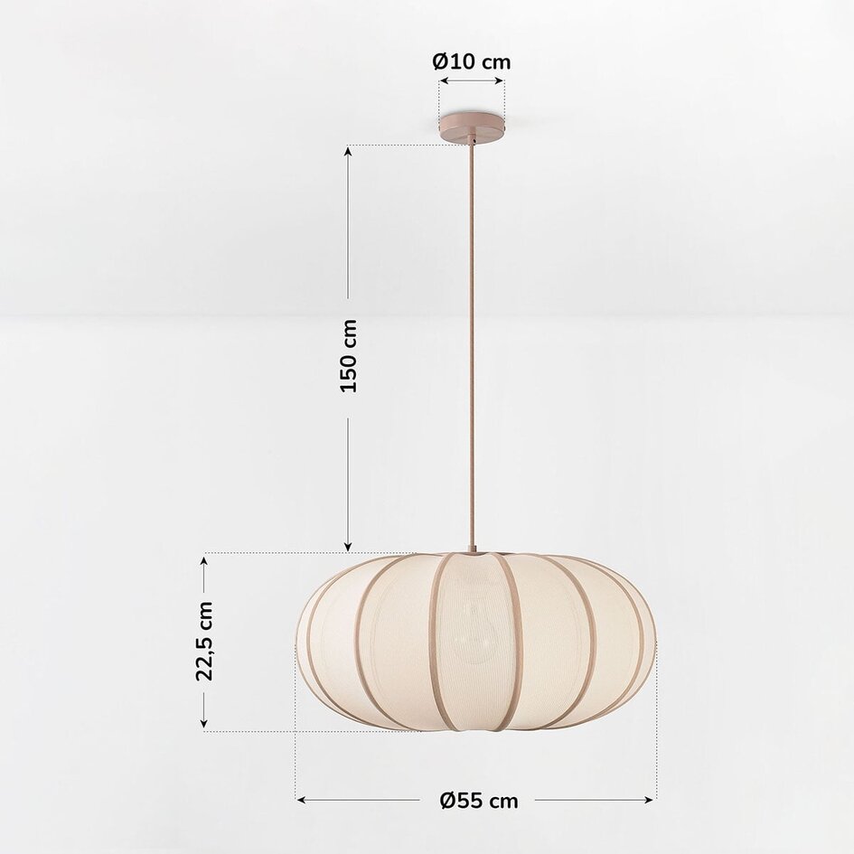 Taklampa Stefina med tygskärm - beige och taupe