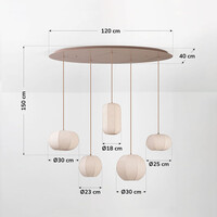 Taklampa Medina med 5 linneskärmar - Taupe