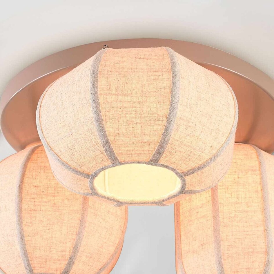 Taklampa Florina med 3 beige linneskärmar - taupe