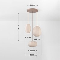 Taklampa Jelina med 3 linneskärmar - taupe