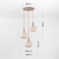 Taklampa Silvia med 3 tygskärmar - taupe