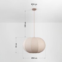 Taklampa Stefia med stor beige linneskärm - taupe