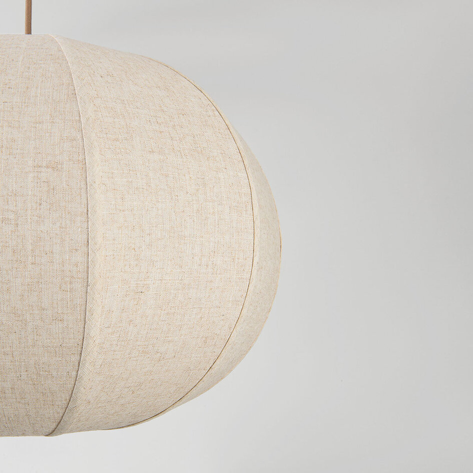 Taklampa Stefia med stor beige linneskärm - taupe