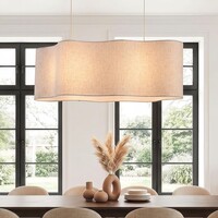 Pendellampa Hirom med två lampor - beige med linneskärm