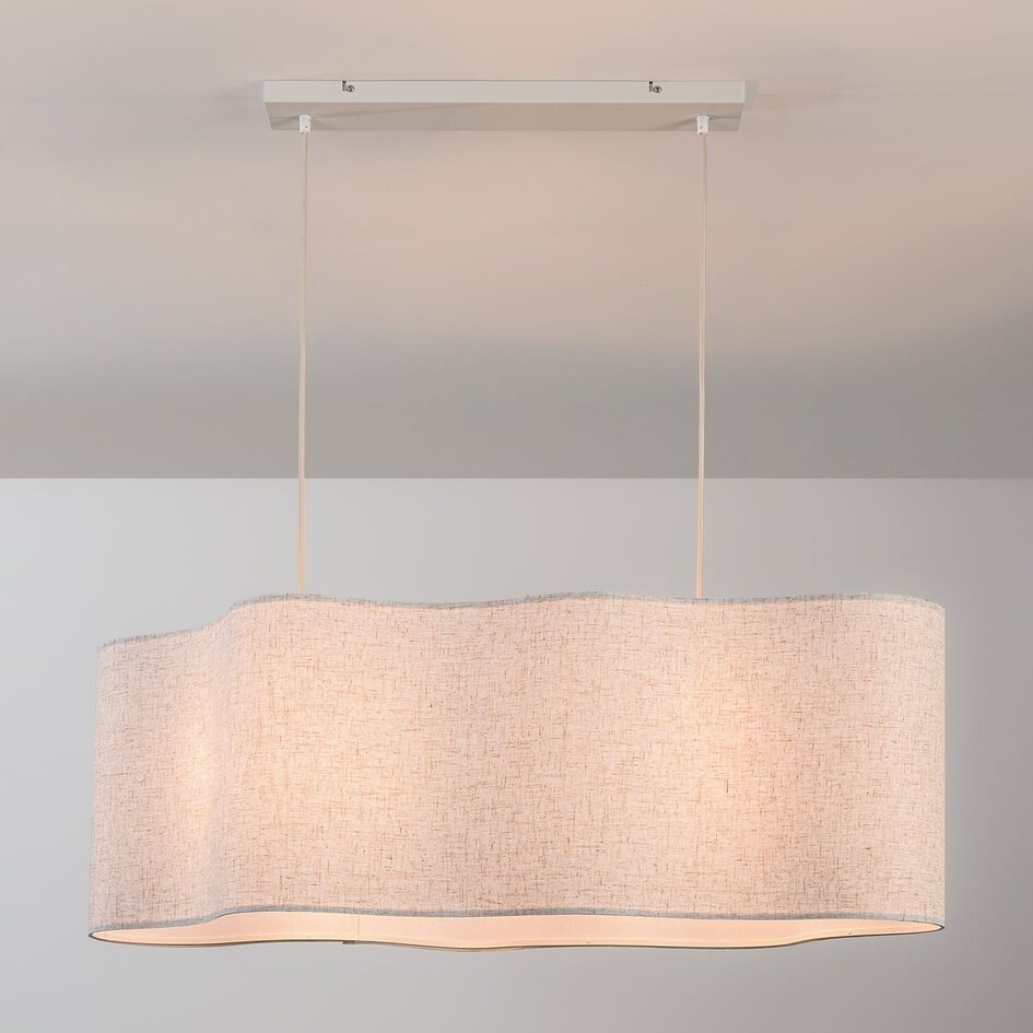Pendellampa Hirom med två lampor - beige med linneskärm