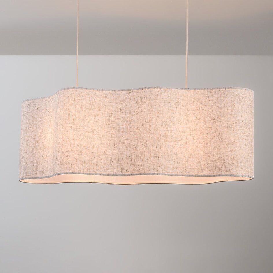 Pendellampa Hirom med två lampor - beige med linneskärm