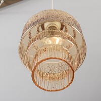 Hänglampa Odinda med 3 räfflade bärnstensfärgade glasskärmar - beige